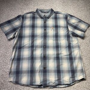 Carhartt‎ Men's Blue Plaid Button Down Short Sleeve Relaxed Fit Shirt Size XL